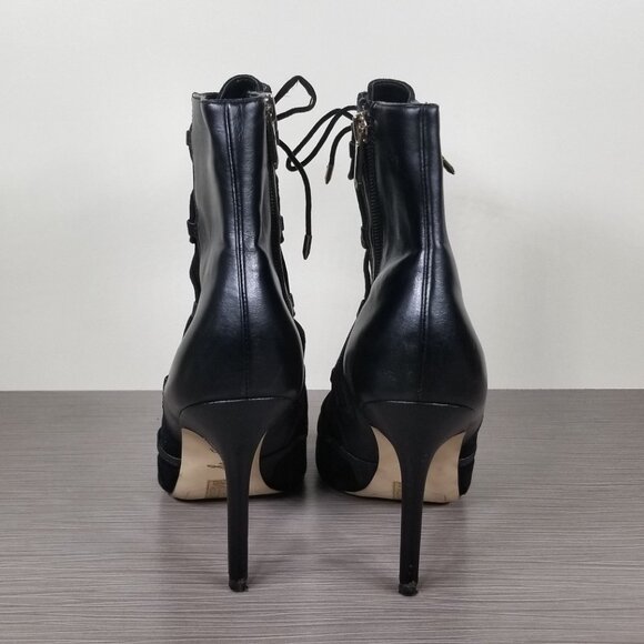 Sam Edelman Asher Black Suede & Leather Open Toe Lace-Up Booties Womens Size 8.5 - Picture 5 of 12